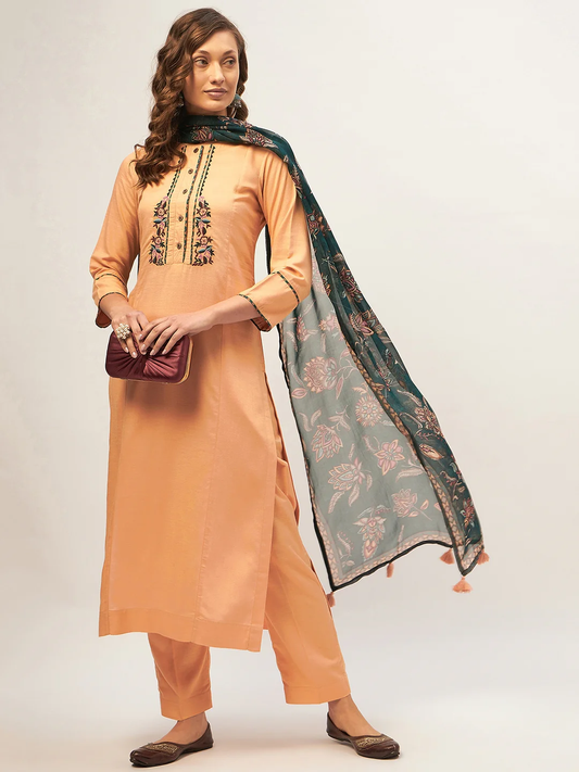 Peach Kurta Set with Dupatta