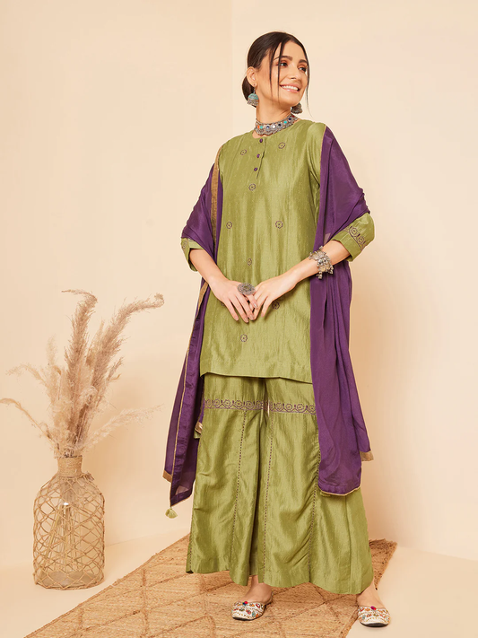 Green Sharara Set