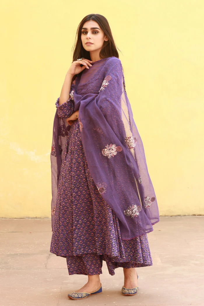 Sunflower Purple Anarkali Set