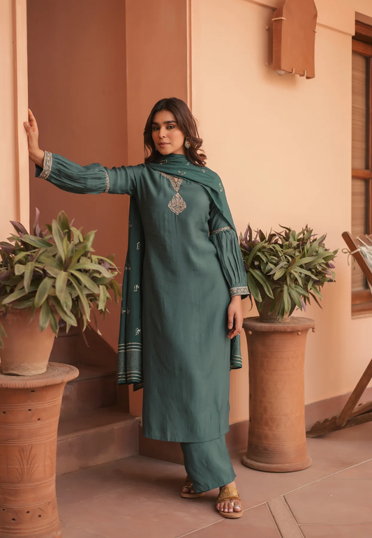 Silk Kurta Set With Dupatta