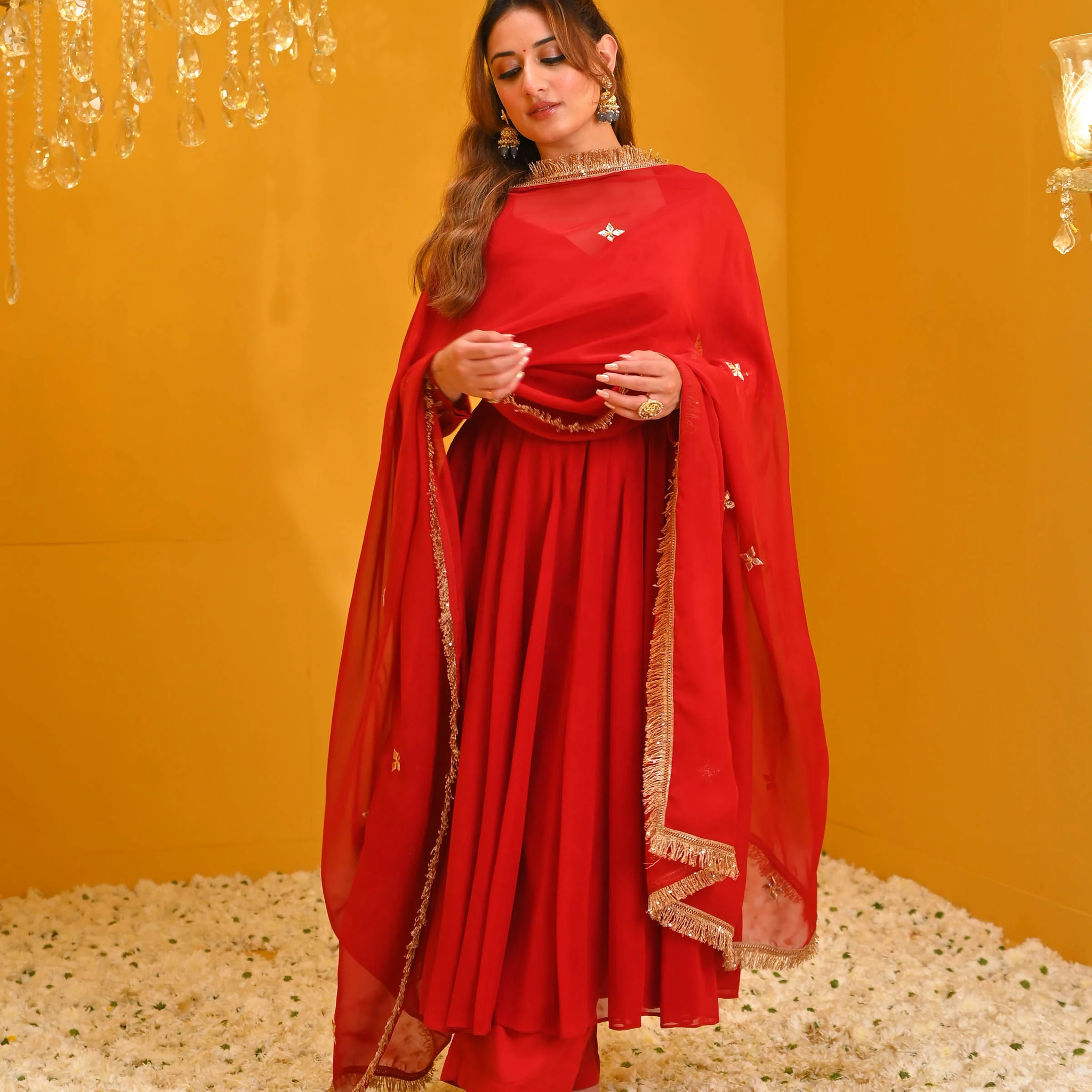 Ruby Red Georgette Kurta Set