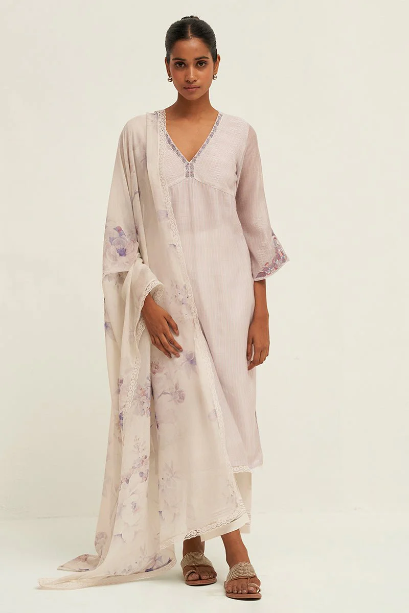 Lily White and Fair Orchid Bemberg Silk Salwar Kurta Set