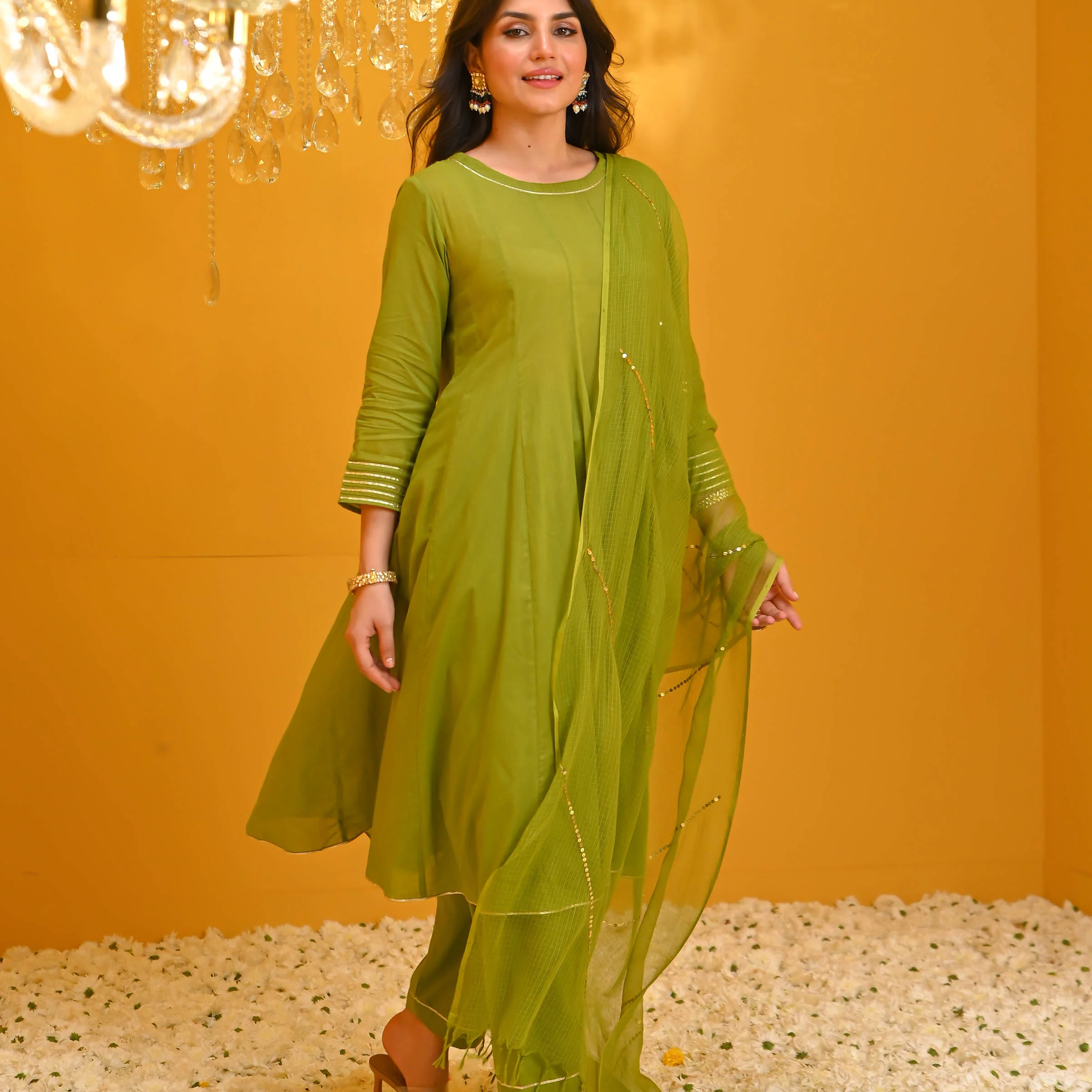 Forest Green Cotton Kurta Set