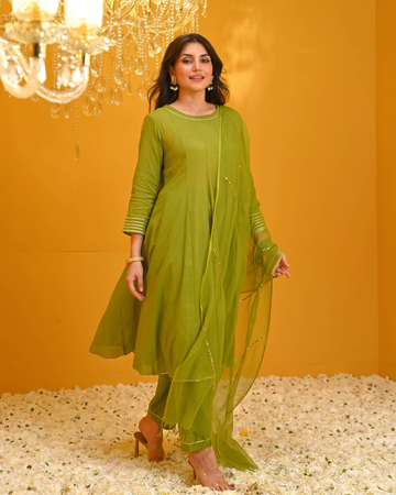 Forest Green Cotton Kurta Set