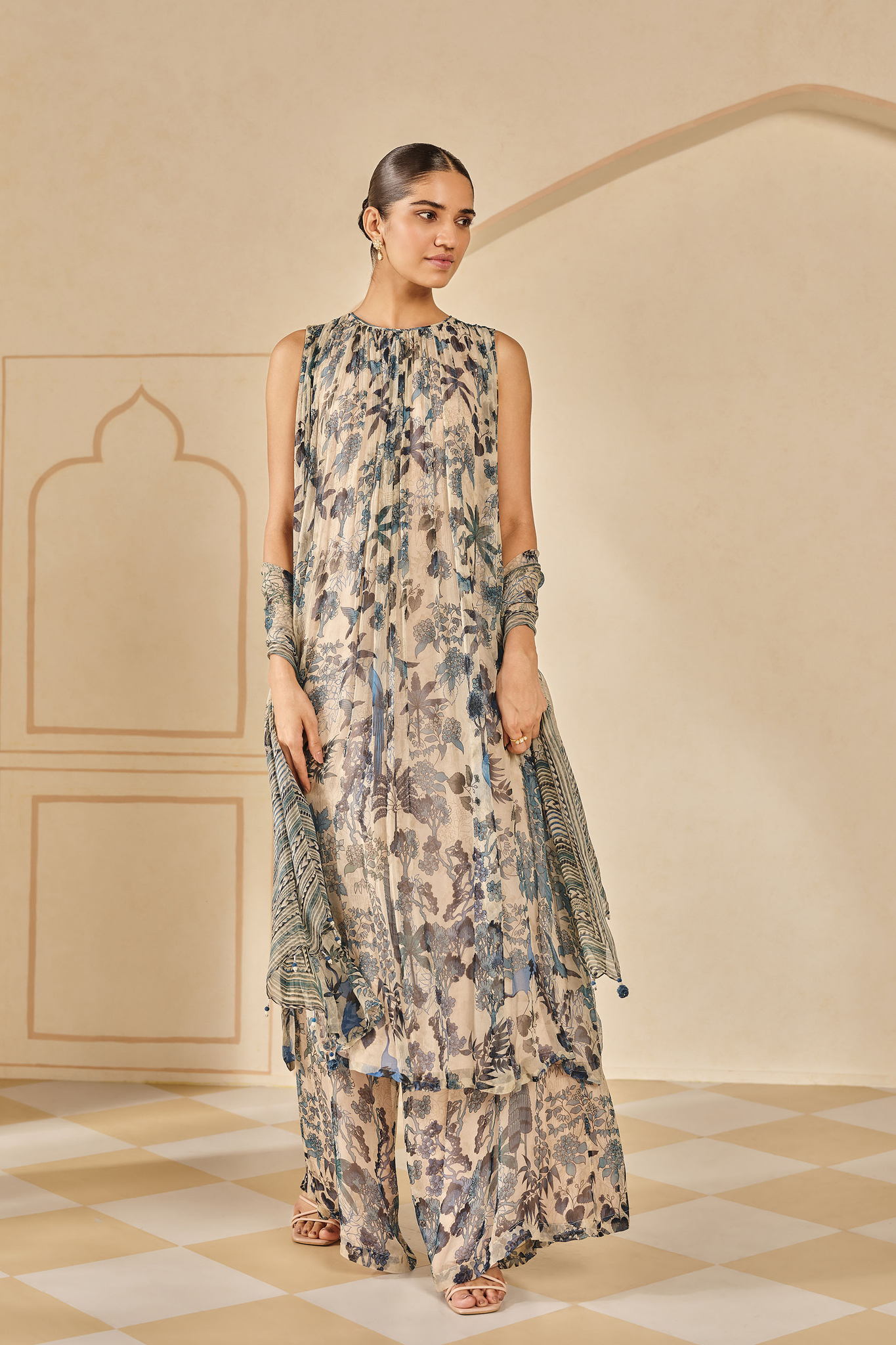 Printed Sharara Set - Beige