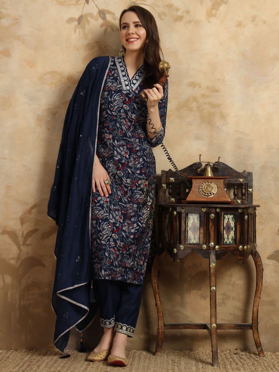 viscose chanderi Kurti dupatta and bottom set