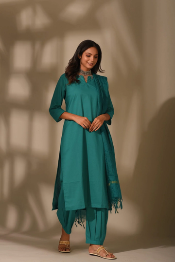 Teal Doria Kurta Set