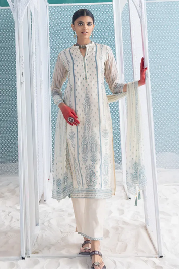 Cream Printed Kurta Set