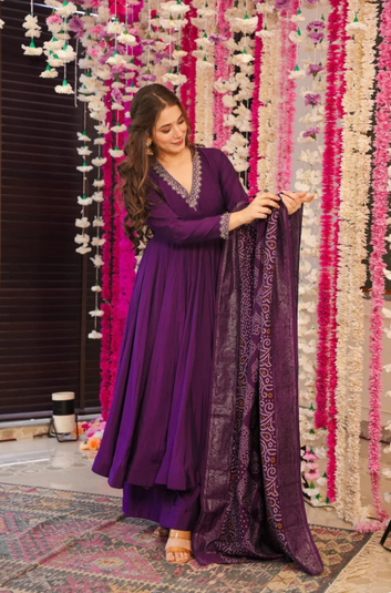 Dreamy purple Muslin Kurta set