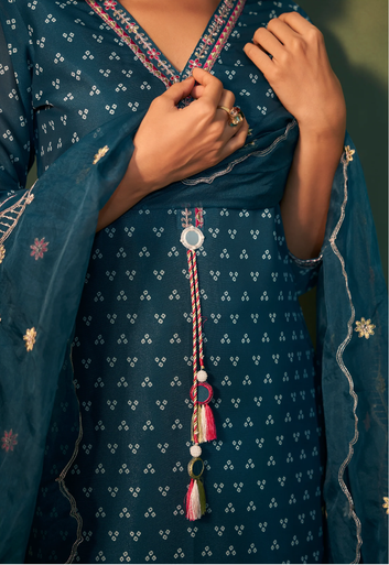 Indigo Work Kurta Set