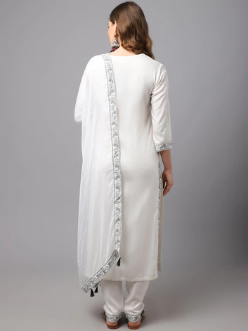 White Chinkankari Printed Kurta Set