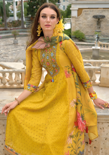 Altaf Amber Schiffli Anarkali Full Work Cotton Suit set