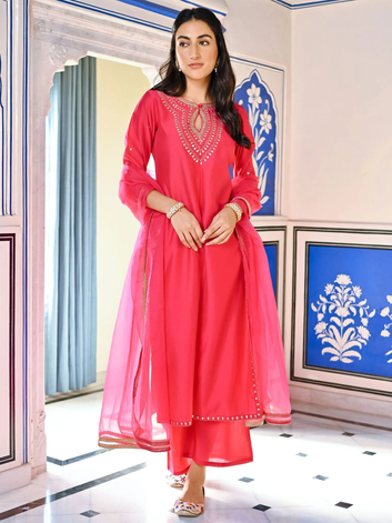 Pink Gota Patti Kurta Set