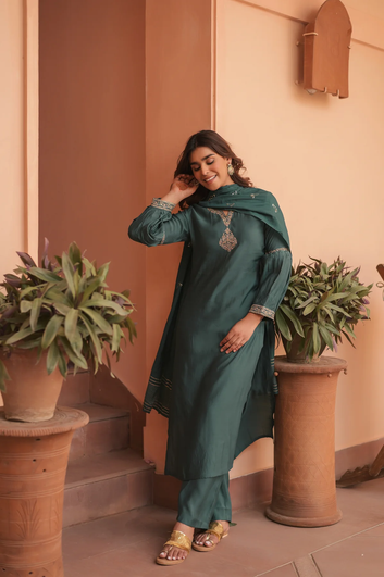 Silk Kurta Set With Dupatta