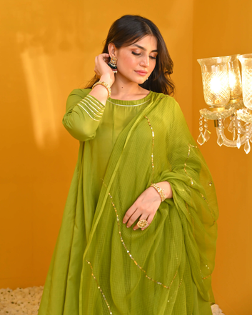 Forest Green Cotton Kurta Set