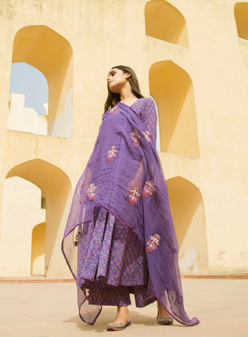 Sunflower Purple Anarkali Set