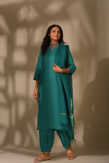 Teal Doria Kurta Set