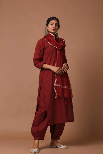 Maroon Doria Kurta Set