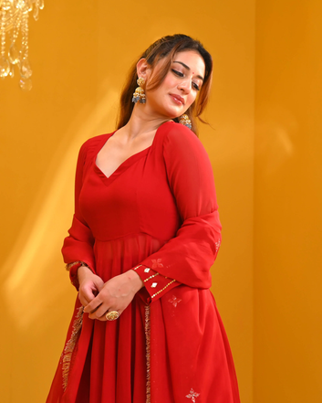 Ruby Red Georgette Kurta Set