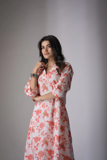 Peach Floral Kurta Set