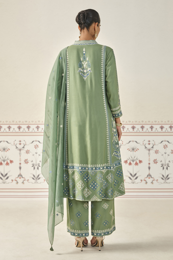 Viscos Silk Anarkali Kurta Pant & Dupatta Set