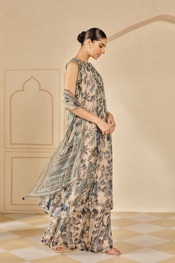 Printed Sharara Set - Beige